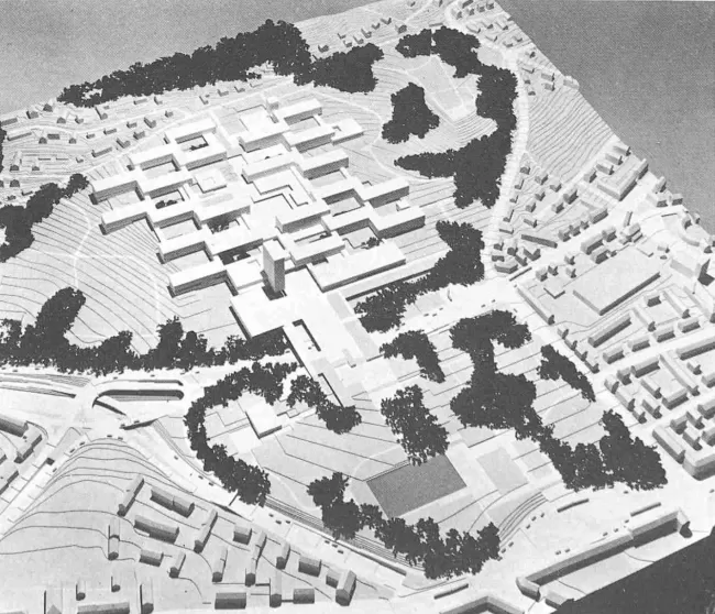 Max Ziegler, Ziegler-Richtplan, Campus Irchel Universit&auml;t, Z&uuml;rich, mit Hochhaus, 1969